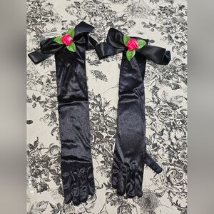 Dolls Kill Grace Befallen Black Satin Gloves